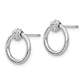 14K White Gold Diamond Cut Circle Drop Post Earrings