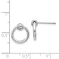 14K White Gold Diamond Cut Circle Drop Post Earrings