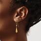 14K Yellow Gold Grooved Puffed Teardrop Shepherd Hook Earrings