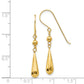 14K Yellow Gold Grooved Puffed Teardrop Shepherd Hook Earrings