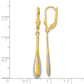 14K Yellow & Rhodium Rhodium-Plated Diamond-Cut Satin Drop Leverback Earrings