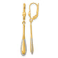 14K Yellow & Rhodium Rhodium-Plated Diamond-Cut Satin Drop Leverback Earrings