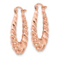 14K Rose Gold Polished Twisted Hollow Hoop Earrings