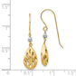 14K Two-Tone Diamond Cut Teardrop Dangle Earrings