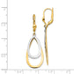 14K Two-Tone Oval Leverback Tear Drop Earrings