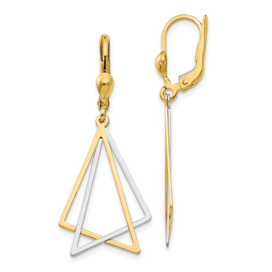 14K Two-Tone Leverback Drop Earrings