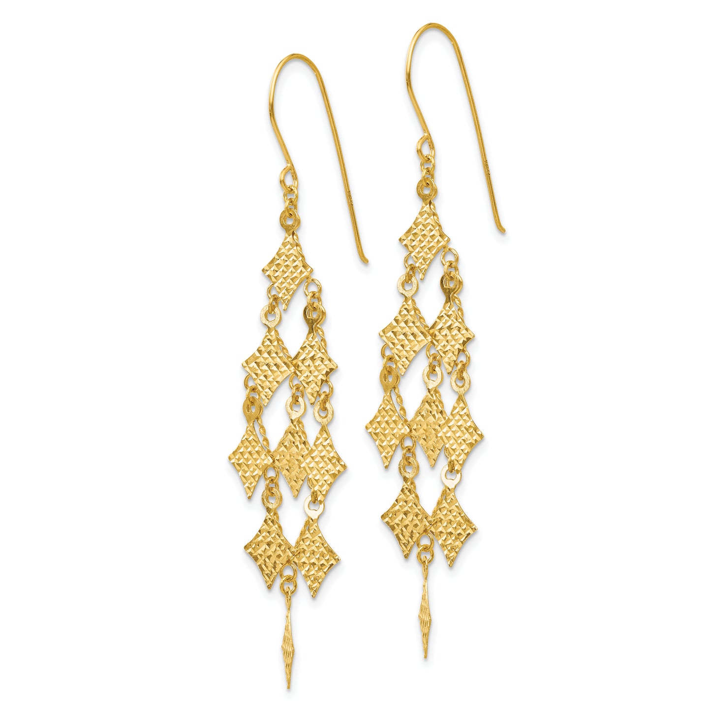 14K Yellow Gold Diamond-Cut Chandelier Earrings