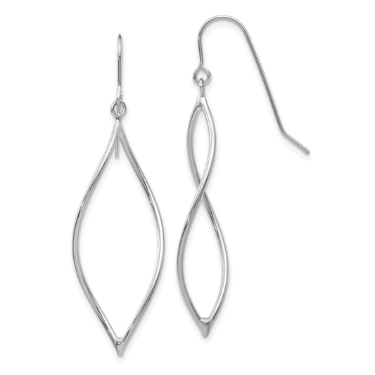 14K White Gold Polished Twisted Oblong Dangle Earrings