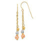 14K Tri-Color W/Diamond-Cut Beads Dangle Earrings