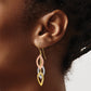 14K Tri-Color Diamond Cut Tear Drop Shepherd Hook Earrings