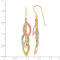 14K Tri-Color Diamond Cut Tear Drop Shepherd Hook Earrings