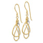 14K Two-Tone Diamond Cut Tear Drop Shepherd Hook Earrings