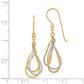 14K Two-Tone Diamond Cut Tear Drop Shepherd Hook Earrings