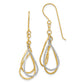 14K Two-Tone Diamond Cut Tear Drop Shepherd Hook Earrings