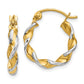 14K Yellow & Rhodium W/ White Polished 2.75mm Fancy Twisted Hoop Earrings