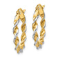 14K Yellow & Rhodium W/ White Polished 2.75mm Fancy Twisted Hoop Earrings