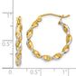 14K Yellow & Rhodium W/ White Polished 2.75mm Fancy Twisted Hoop Earrings