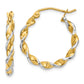 14K Yellow & Rhodium W/ White Polished 2.75mm Fancy Twisted Hoop Earrings