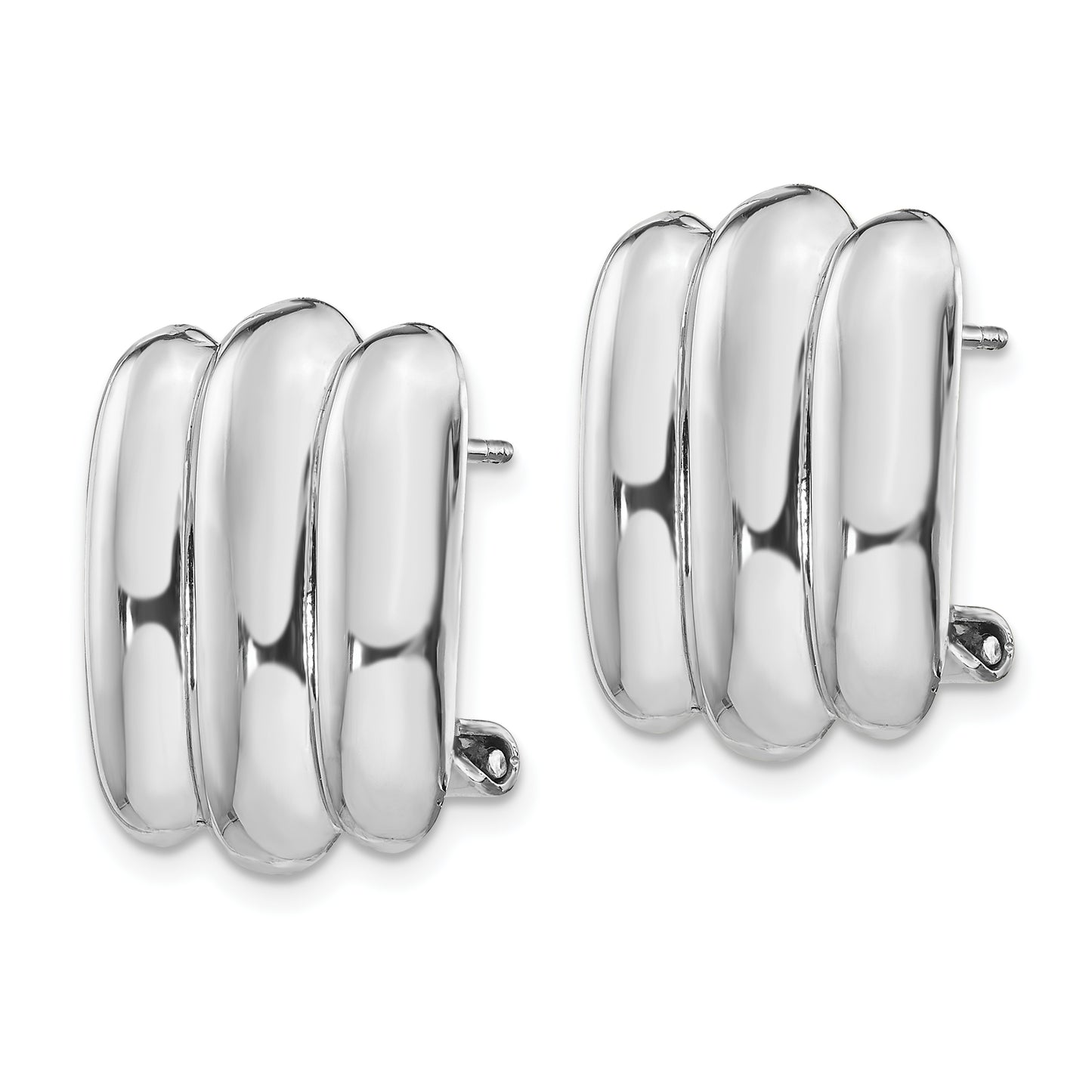 14K White Gold Polished Fancy Omega Back Post Earrings