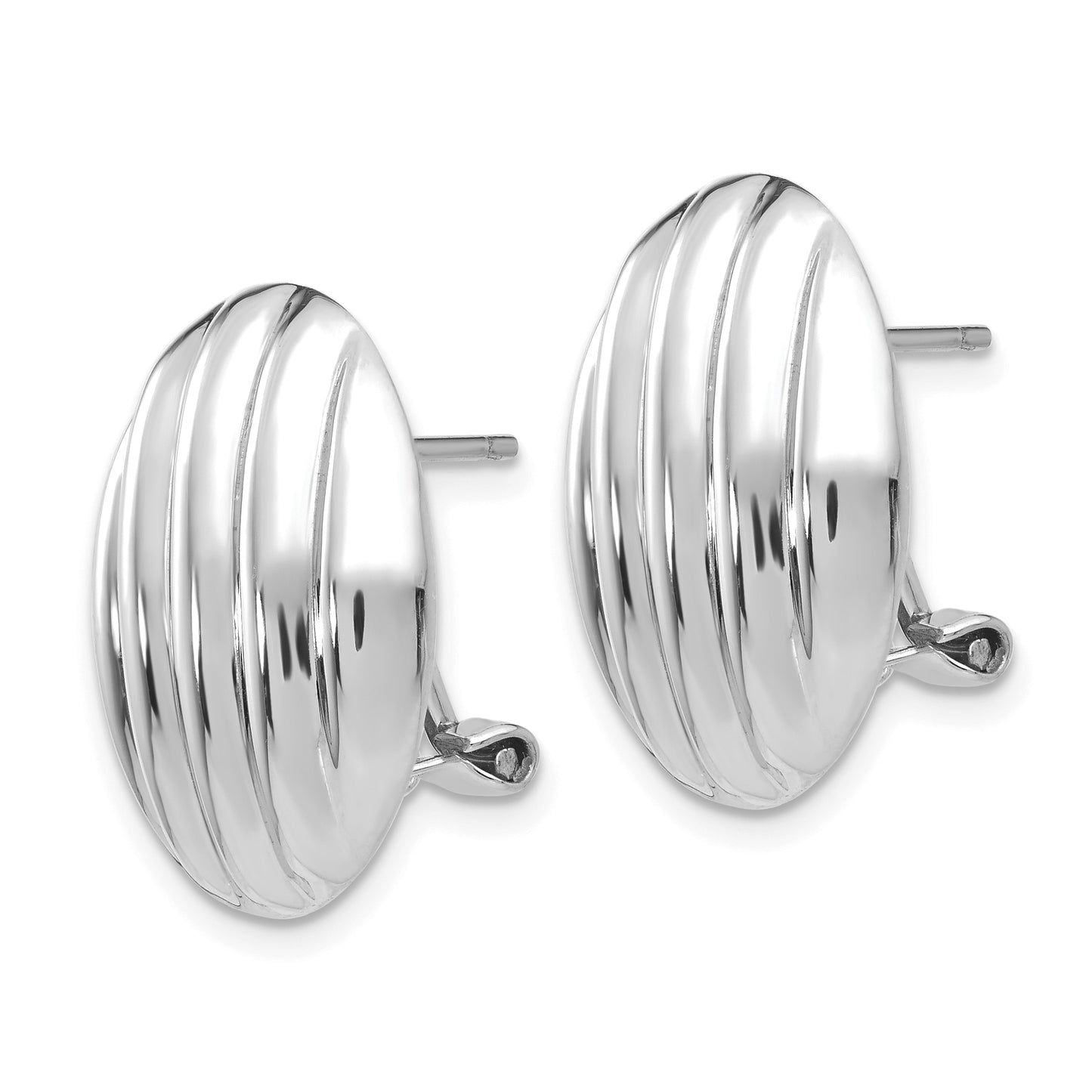 14K White Gold Polished Fancy Omega Back Post Earrings