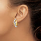 14K Two-Tone Swirl Omega Back Post Earrings