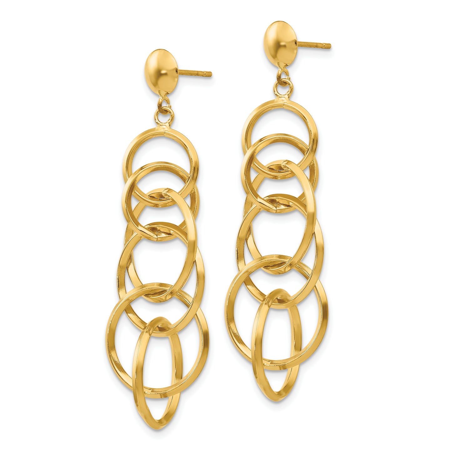 14K Yellow Gold Circle Drop Post Earrings