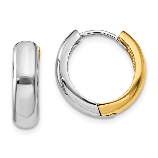 14K Two-Tone Huggie Earrings