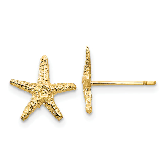 14K Yellow Gold Starfish Post Earrings