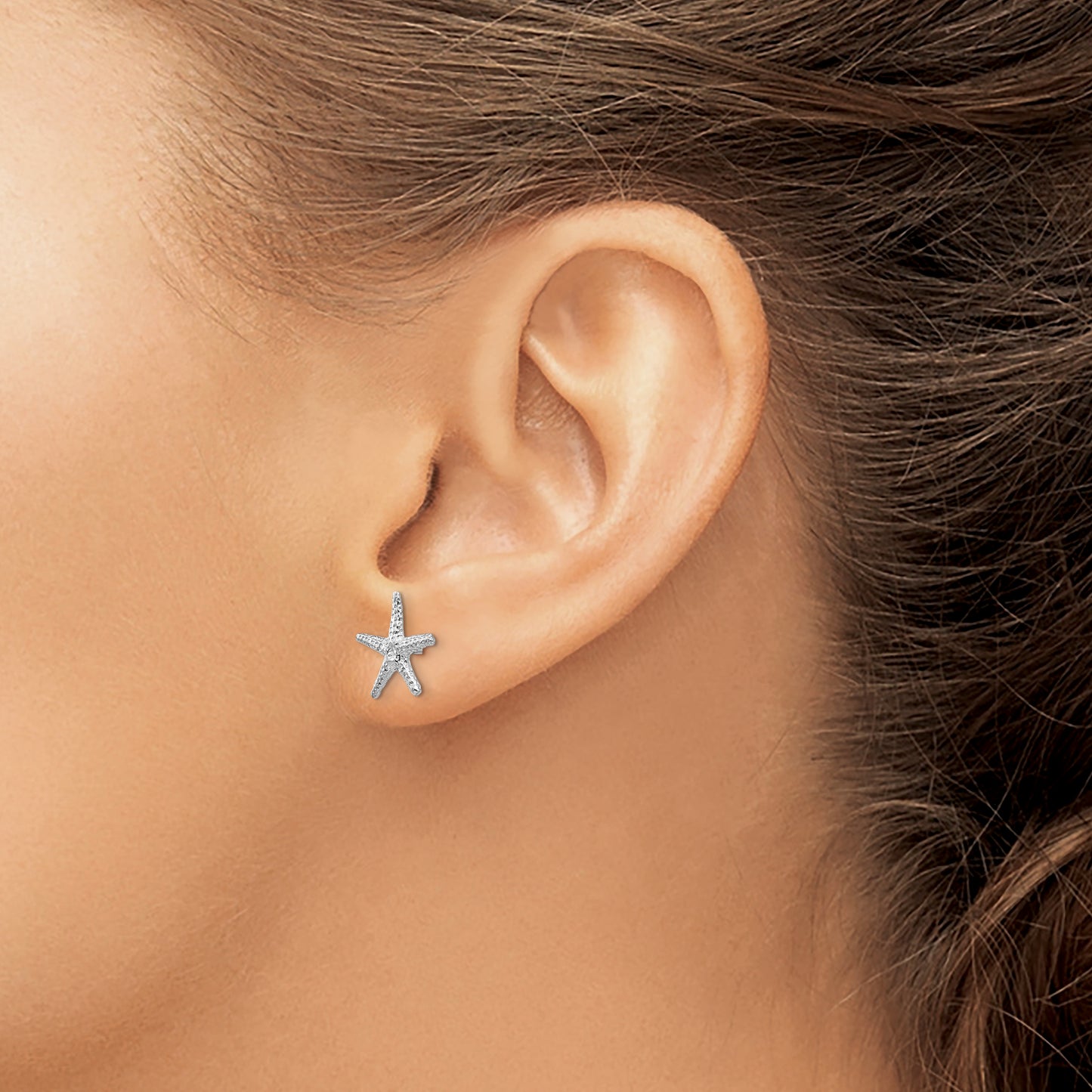 14K White Gold Starfish Post Earrings