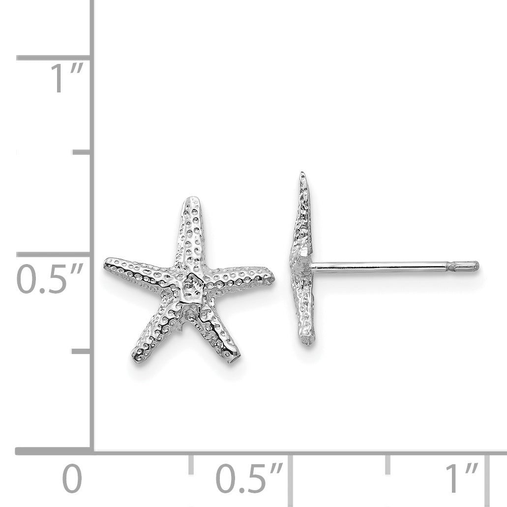 14K White Gold Starfish Post Earrings