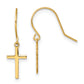 14K Yellow Gold Dangle Cross Shepherd Hook Earrings