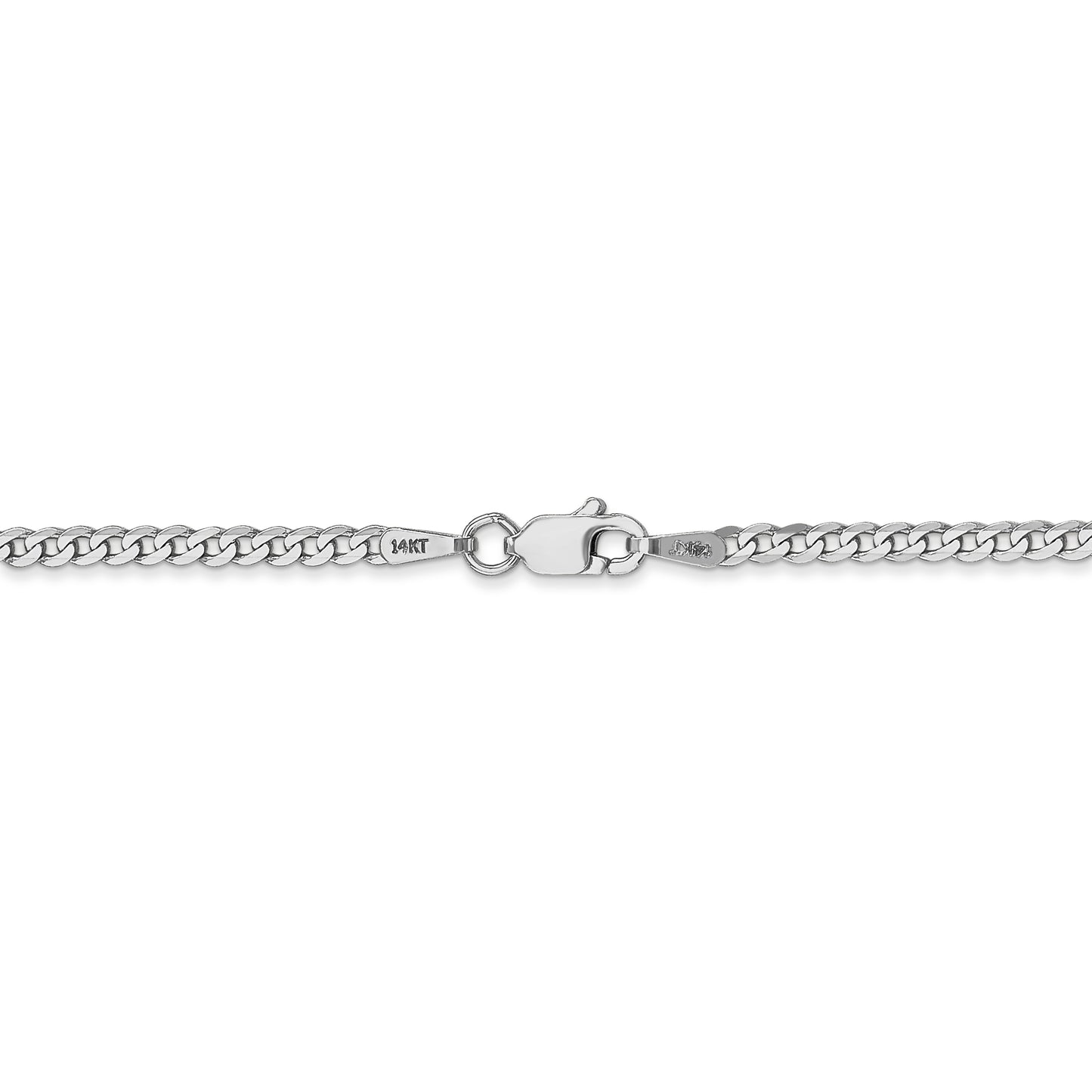 16 Inch 14K White Gold 2.2mm Flat Beveled Curb Chain