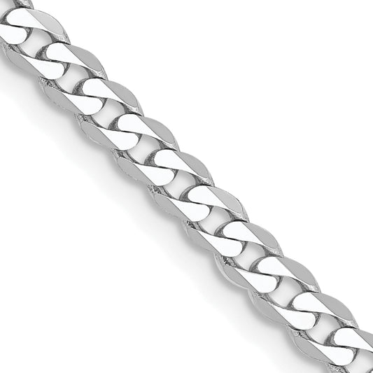 14K White Gold 16 Inch 2.9mm Flat Beveled Curb With Lobster Clasp Chain