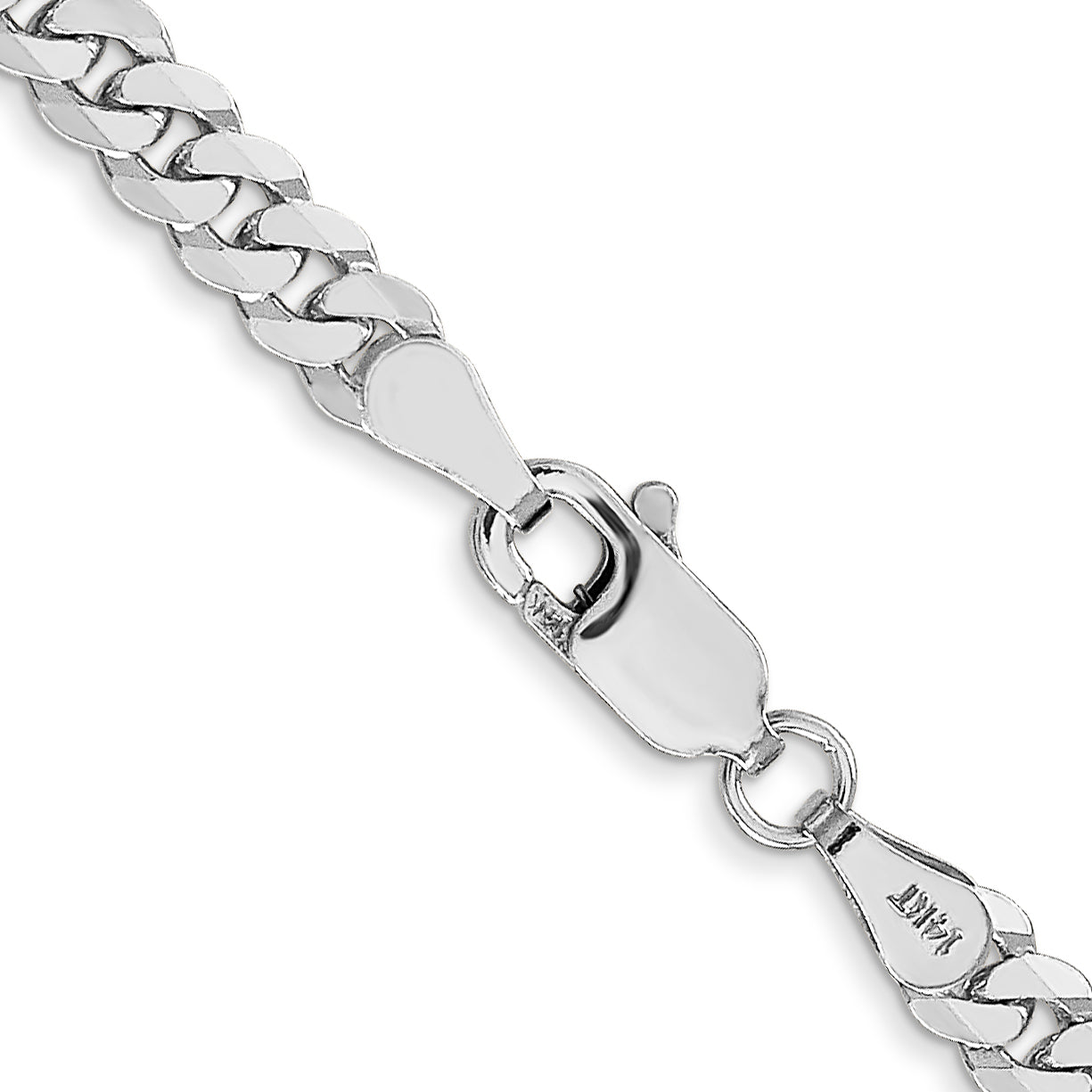 14K White Gold 16 Inch 3.9mm Flat Beveled Curb With Lobster Clasp Chain