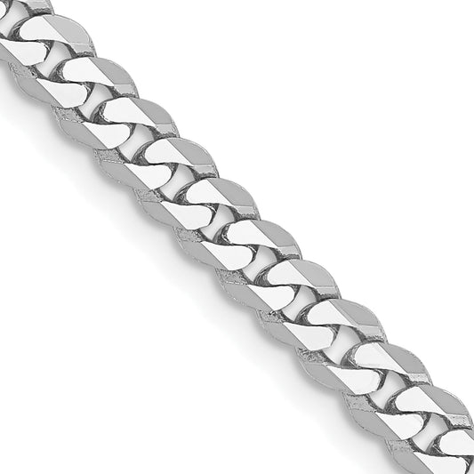 14K White Gold 16 Inch 3.9mm Flat Beveled Curb With Lobster Clasp Chain