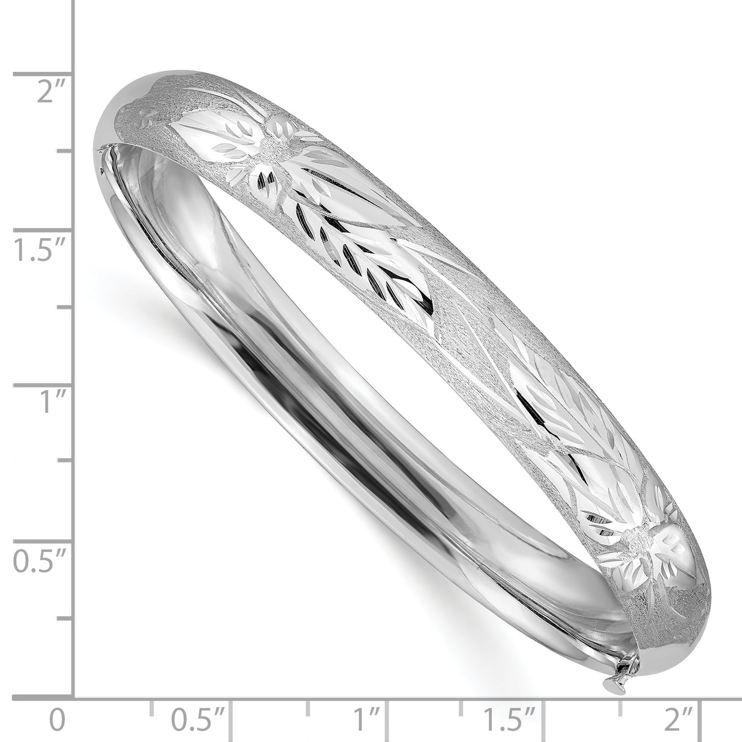 14K White Gold 5/16 Florentine Engraved Hinged Bangle