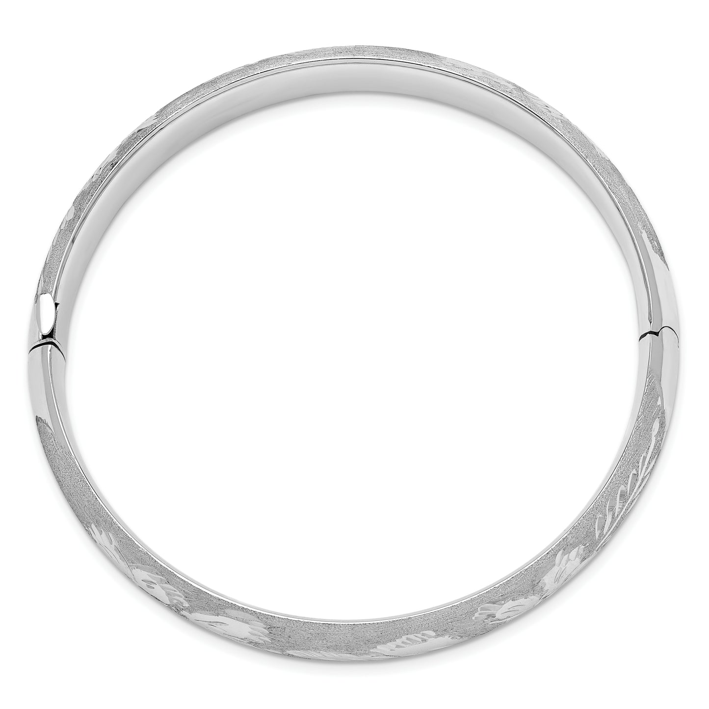 14K White Gold 7/16 Florentine Engraved Hinged Bangle