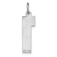 14k White Gold 14kw Large Brushed Diamond-cut  Number 1 Charm