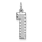 14k White Gold 14kw Large Brushed Diamond-cut  Number 1 Charm