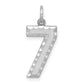 14k White Gold 14kw Large Brushed Diamond-cut  Number 7 Charm