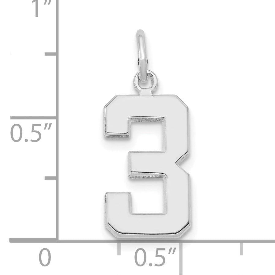 14k White Gold 14kw  Medium Polished Number 3 Charm