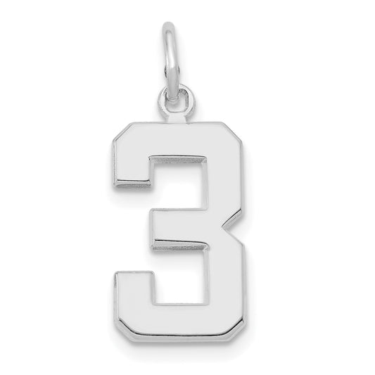 14k White Gold 14kw  Medium Polished Number 3 Charm