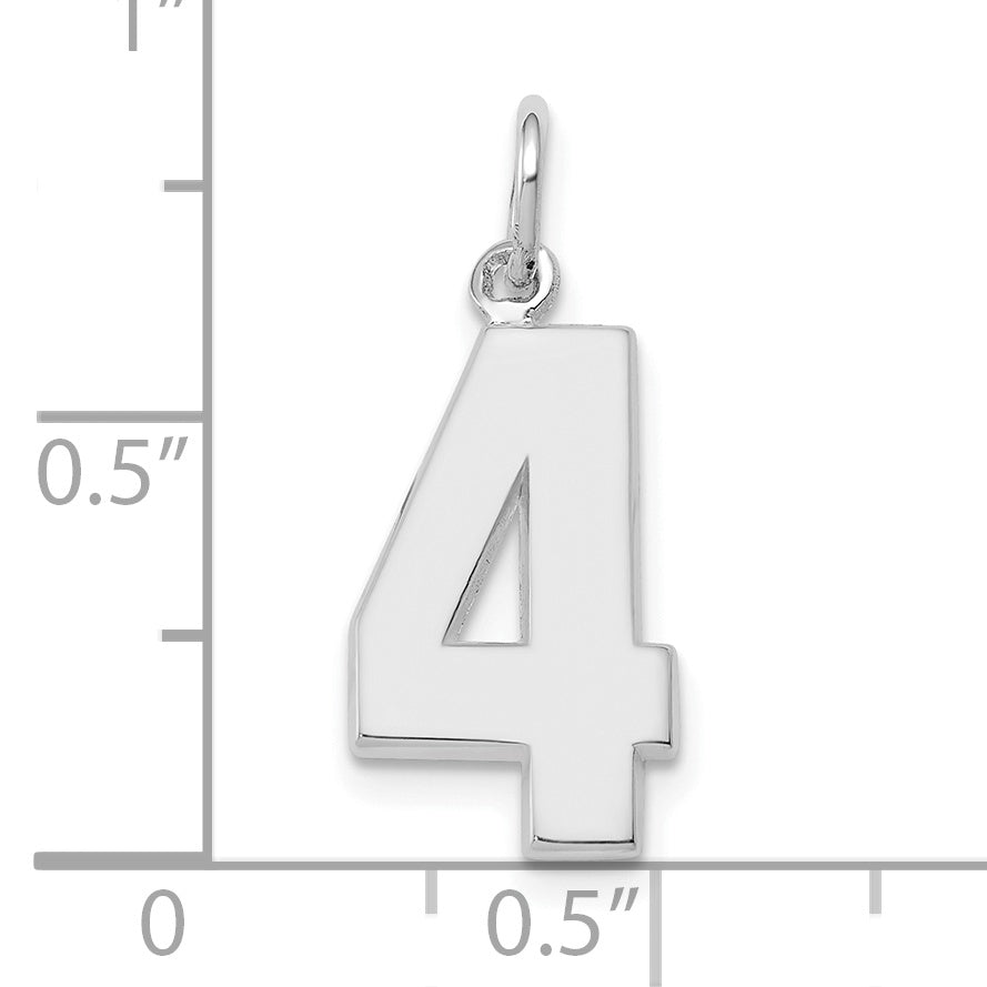 14k White Gold 14kw  Medium Polished Number 4 Charm