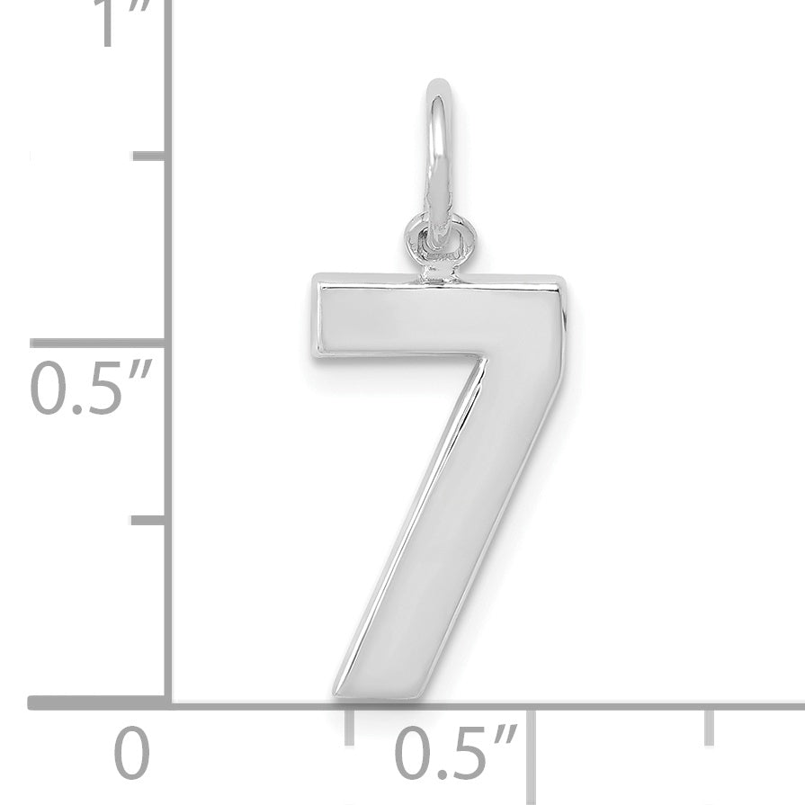 14k White Gold 14kw Medium Polished Number 7 Charm