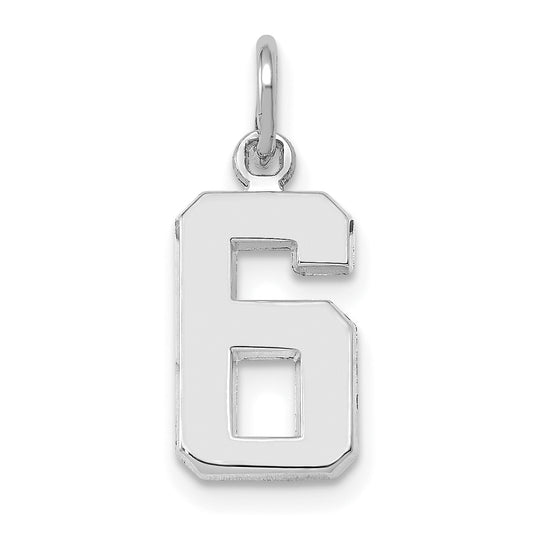 14k White Gold 14kw Small Polished Number 6 Charm