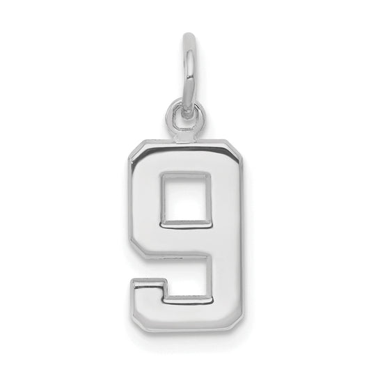 14k White Gold 14kw Small Polished Number 9 Charm