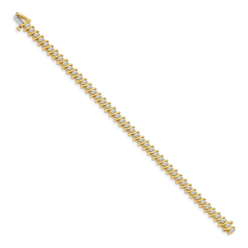 14k Yellow Gold 3 Ct. Lab Grown Diamond VS/SI+ G+ Round Tennis Bracelet