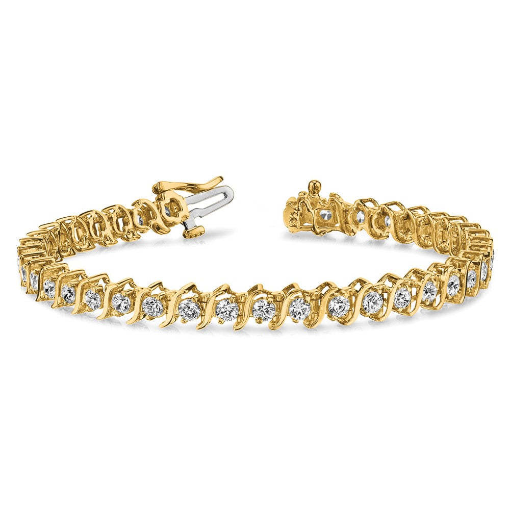 14k Yellow Gold 3 Ct. Lab Grown Diamond VS/SI+ G+ Round Tennis Bracelet