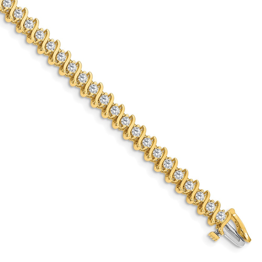 14k Yellow Gold 3 Ct. Lab Grown Diamond VS/SI+ G+ Round Tennis Bracelet