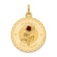 14k Yellow Gold 14k HAPPY BIRTHDAY Disc Charm with CZ Flower